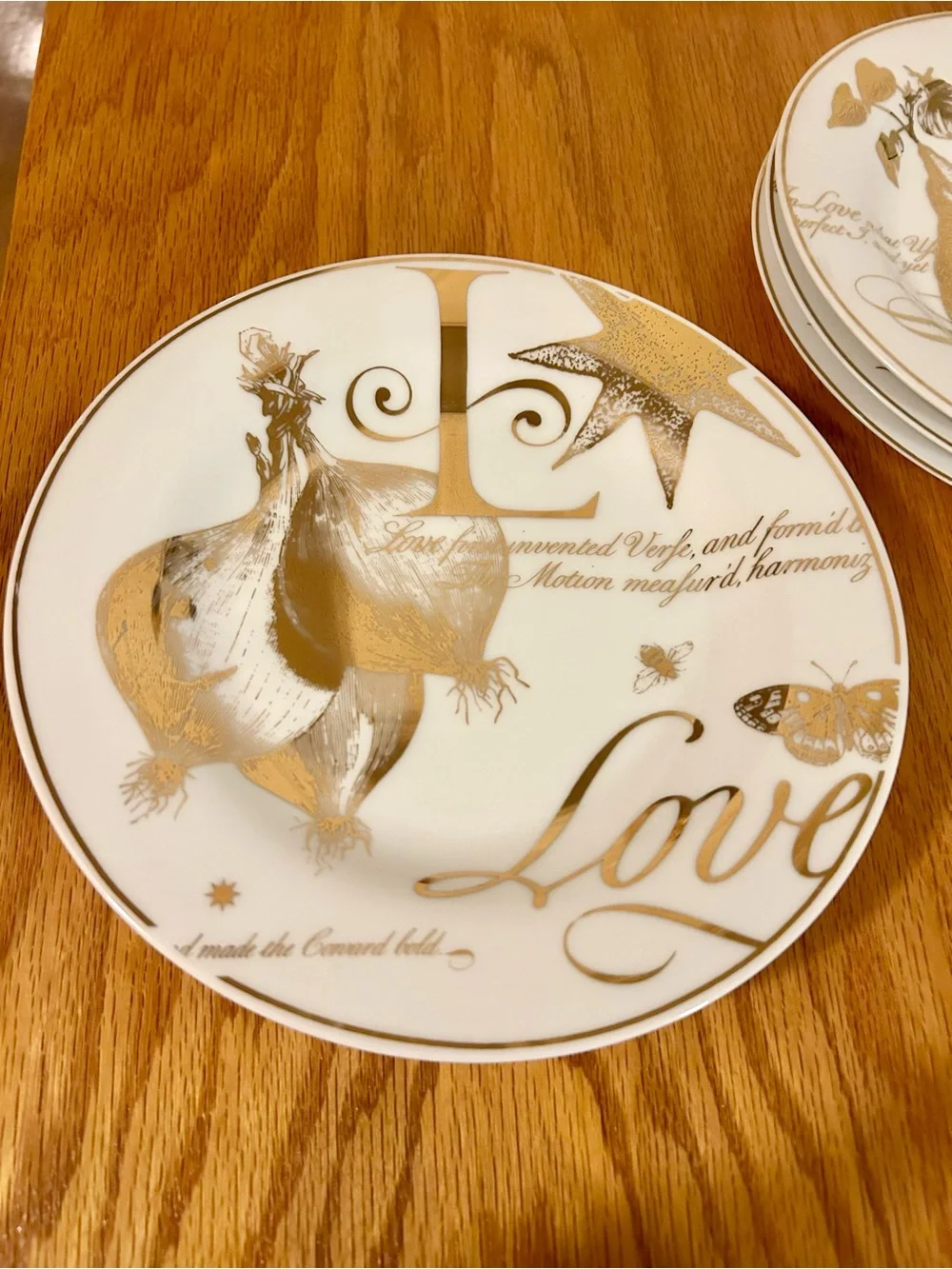 Pottery Barn “Poetry Fruit” salad or desert ceramic plates 8 1/2” diameter